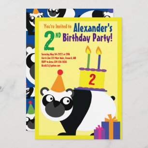 Invitations de fête d'anniversaire de Panda Animal