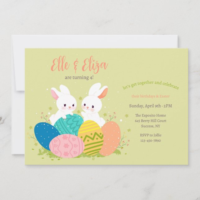 Invitations de fête d'anniversaire de Pâques (Devant)
