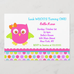 Invitations de fête d'anniversaire de petit hibou