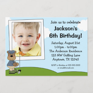 Invitations de fête d'anniversaire de photo d'ours