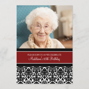 Invitations de fête d'anniversaire de photo rouge