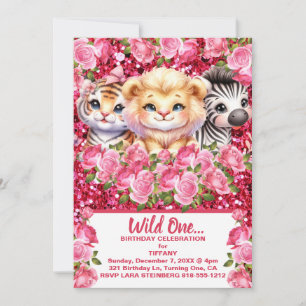 Invitations de fête d'anniversaire de Pink Wild On