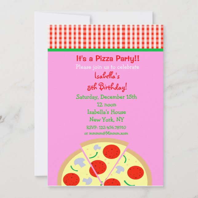 Invitations de fête d'anniversaire de pizza (Devant)
