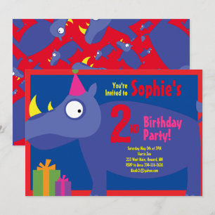 Invitations de fête d'anniversaire de Rhino Animal