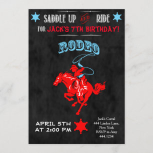 Invitations de fête d'anniversaire de rodéo de