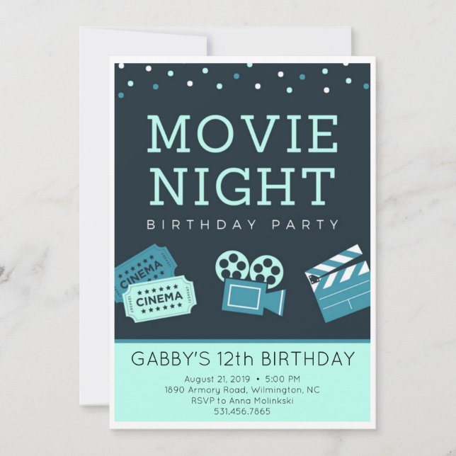 Invitations de fête d'anniversaire de soirée (Devant)