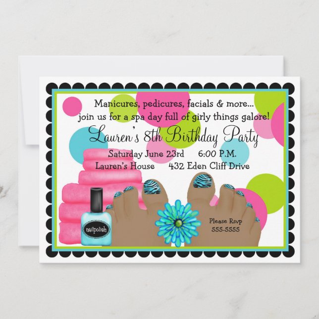 Invitations de fête d'anniversaire de spa (Devant)