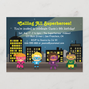 Invitations de fête d'anniversaire de super héros