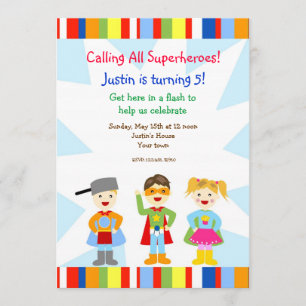 Invitations de fête d'anniversaire de superhéros