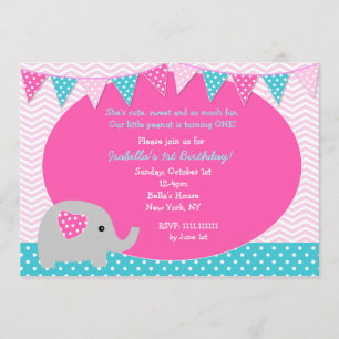 Invitations de fête d'anniversaire des éléphants