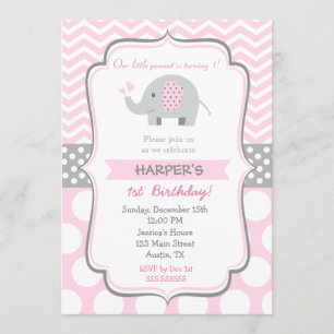 Invitations de fête d'anniversaire des éléphants