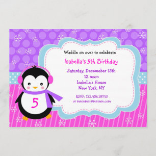 Invitations de fête d'anniversaire d'hiver de