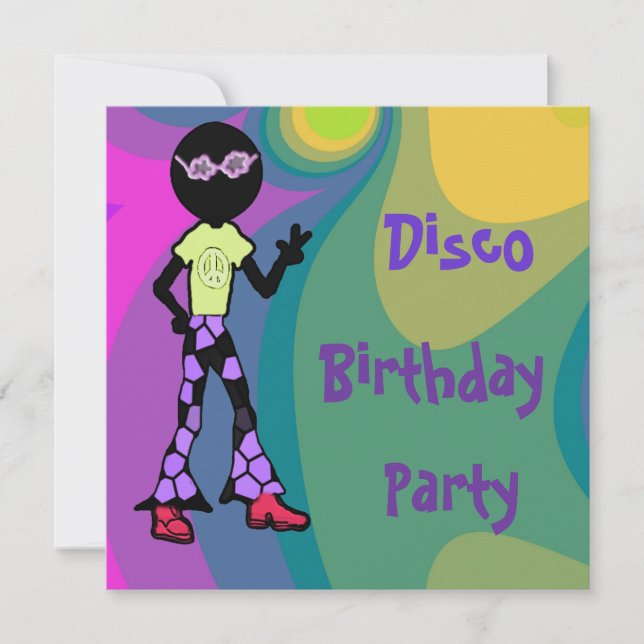 Invitations de fête d'anniversaire Disco (Devant)