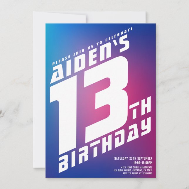 Invitations de fête d'anniversaire du garçon cool (Devant)