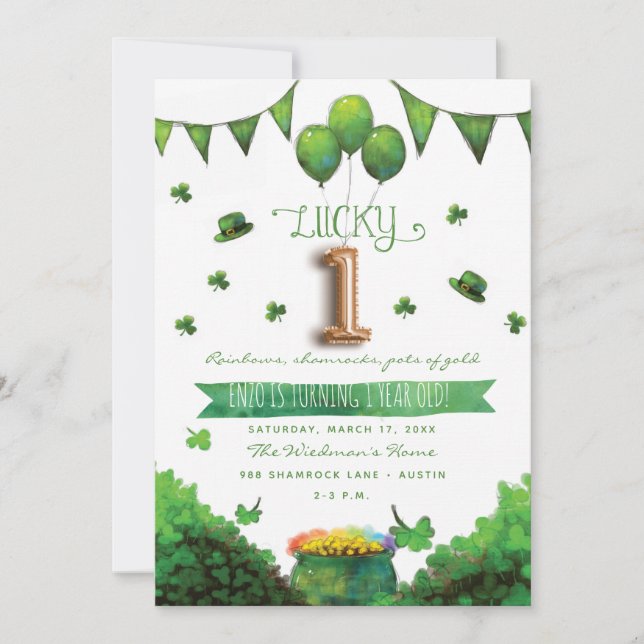 Invitations de fête d'anniversaire du jour d'un (Devant)
