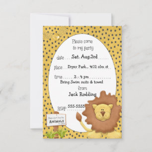 Invitations de fête d'anniversaire du lion mignon
