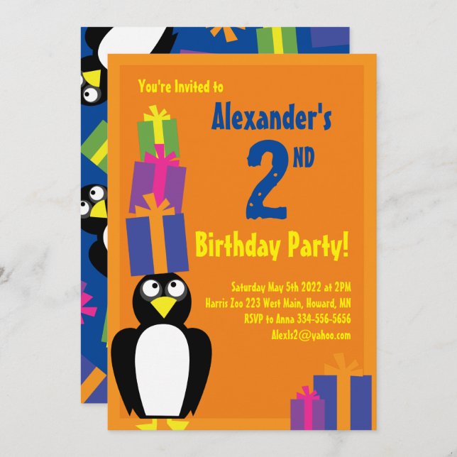 Invitations de fête d'anniversaire d'un enfant d'a (Devant / Derrière)