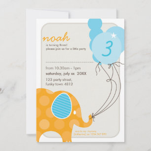 Invitations DE FÊTE D'ANNIVERSAIRE :: éléphant + b