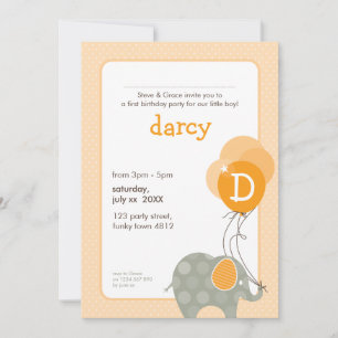 Invitations DE FÊTE D'ANNIVERSAIRE :: éléphant + b