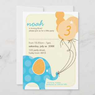 Invitations DE FÊTE D'ANNIVERSAIRE :: éléphant + b