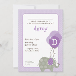Invitations DE FÊTE D'ANNIVERSAIRE :: éléphant + b