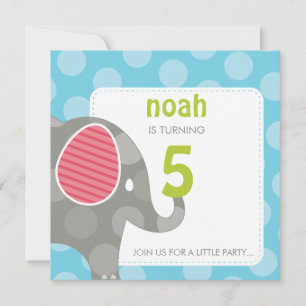 Invitations DE FÊTE D'ANNIVERSAIRE :: éléphant + n