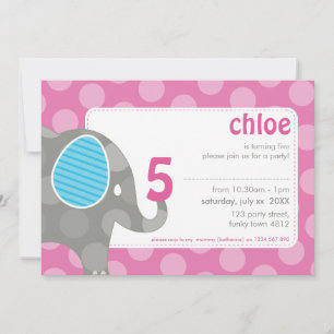 Invitations DE FÊTE D'ANNIVERSAIRE :: éléphant + n