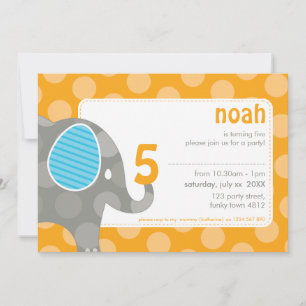 Invitations DE FÊTE D'ANNIVERSAIRE :: éléphant + n