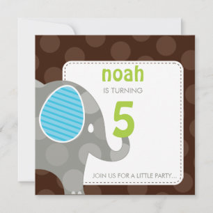 Invitations DE FÊTE D'ANNIVERSAIRE :: éléphant + n