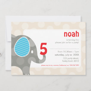 Invitations DE FÊTE D'ANNIVERSAIRE :: éléphant + n