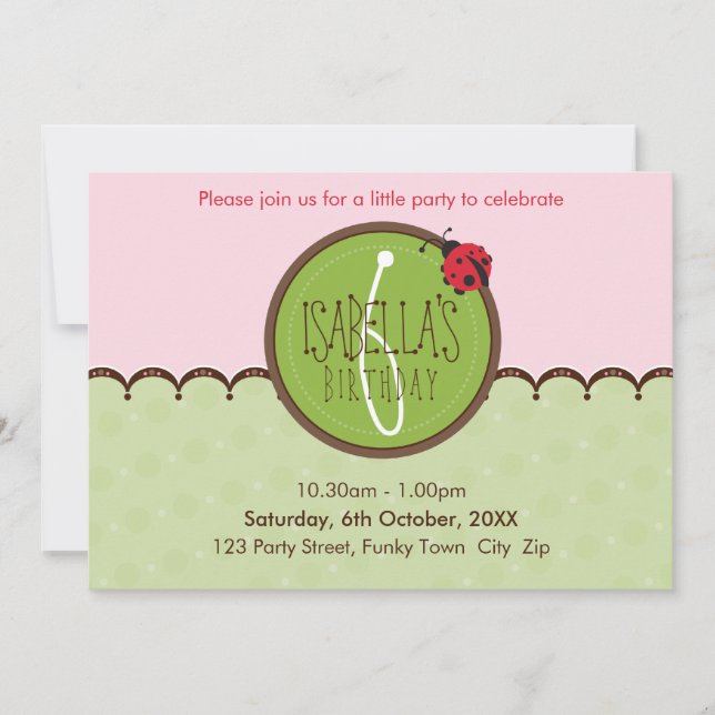 Invitations DE FÊTE D'ANNIVERSAIRE :: ladybird 4L (Devant)
