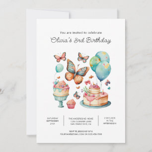 Invitations de fête d'anniversaire papillon