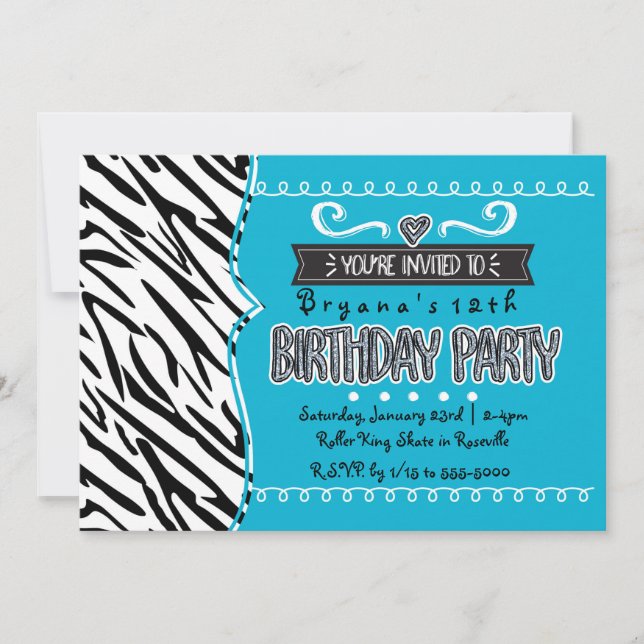 Invitations de fête d'anniversaire pour filles tur (Devant)