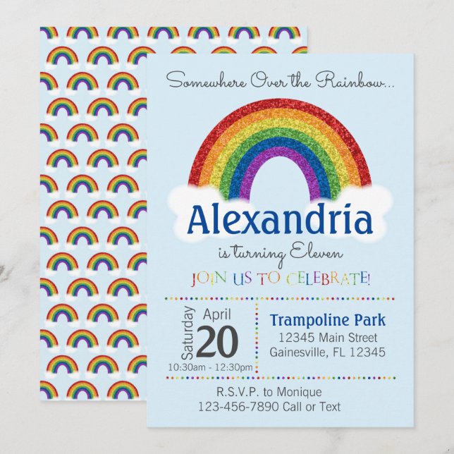 Invitations de fête d'anniversaire Rainbow - Rainb (Devant / Derrière)