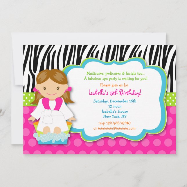 Invitations de fête d'anniversaire Spa (Devant)