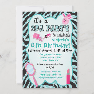 Invitations de fête d'anniversaire Spa Sparkle