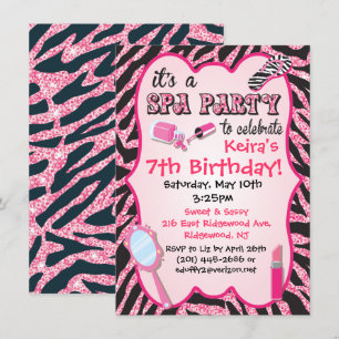 Invitations de fête d'anniversaire Spa Sparkle