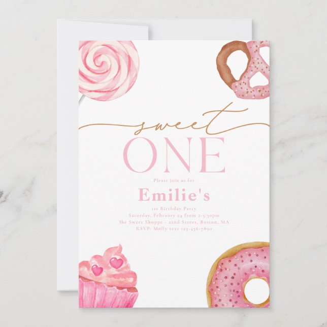 Invitations de fête d'anniversaire Sweet One (Devant)