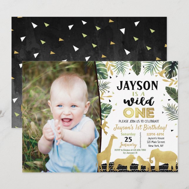 Invitations de fête d'anniversaire Wild One (Devant / Derrière)