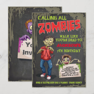 Invitations de fête d'anniversaire Zombie