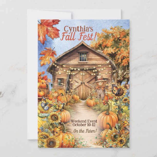 Invitations de fête d'automne (Devant)
