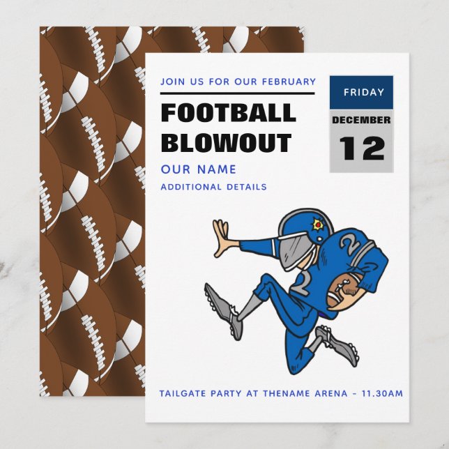 Invitations de Fête de BALLE DE FOOTBALL - Customi (Devant / Derrière)