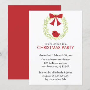 Invitations de fête de couronnes de Noël