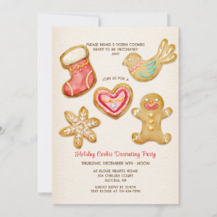 Invitations de fête de décoration de biscuits de v