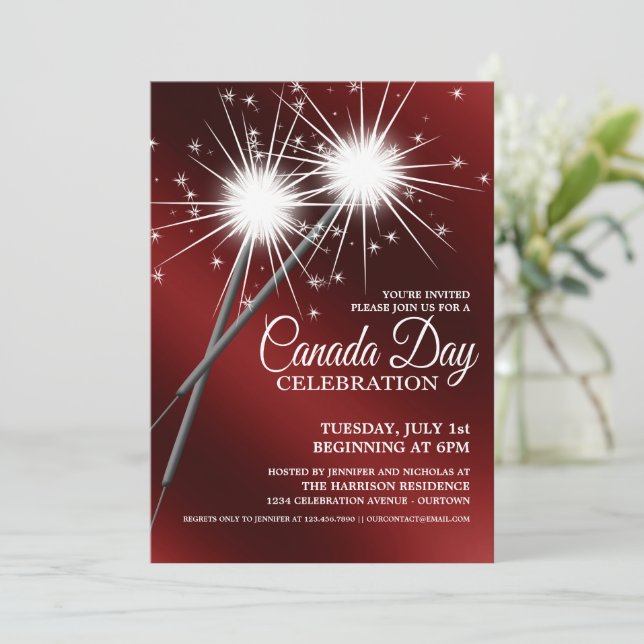 Invitations de fête de la fête du Canada (Debout devant)