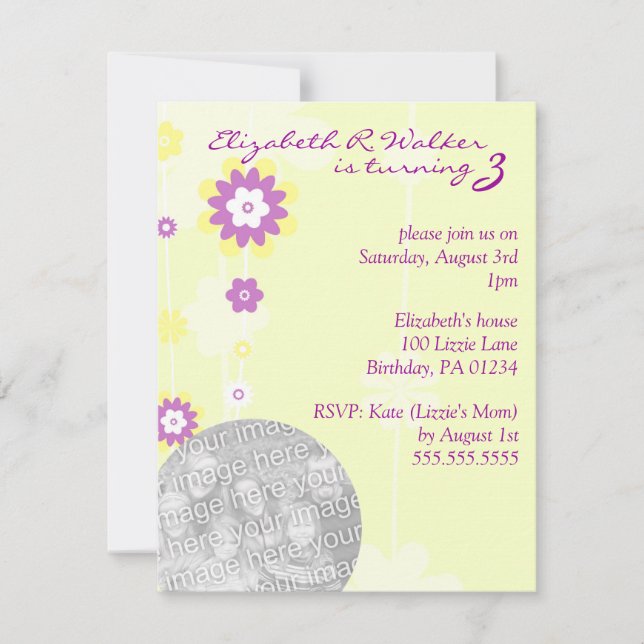 Invitations de fête de la Fille des Fleurs Jaunes (Devant)