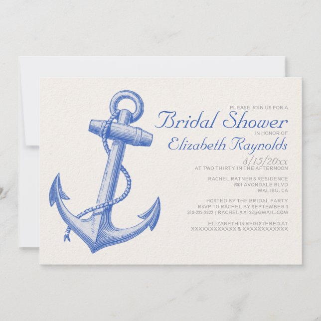 Invitations de Fête de la mariée d'Ancre (Devant)
