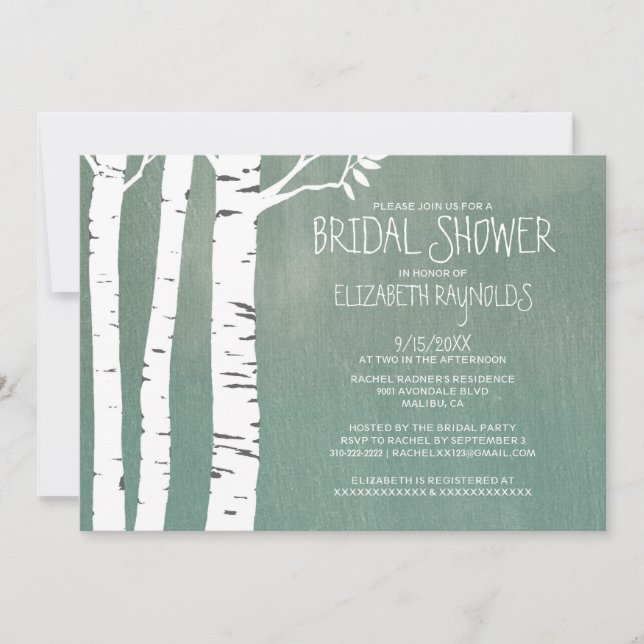 Invitations de Fête de la mariée d'arbre de (Devant)