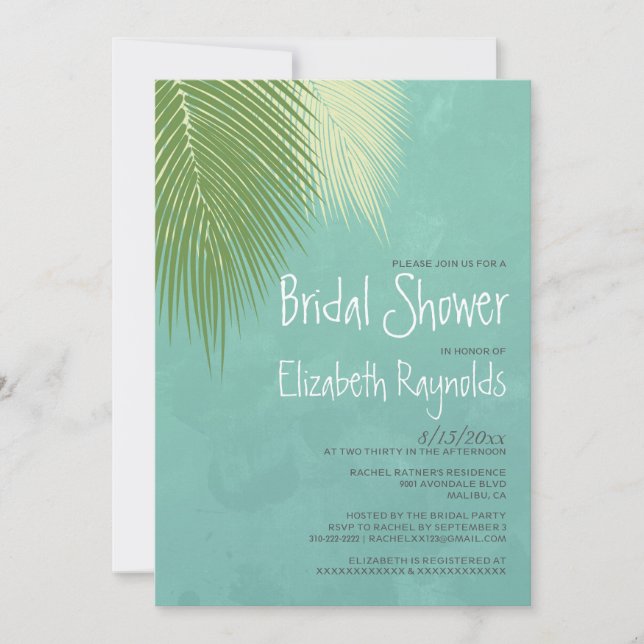 Invitations de Fête de la mariée de destination de (Devant)