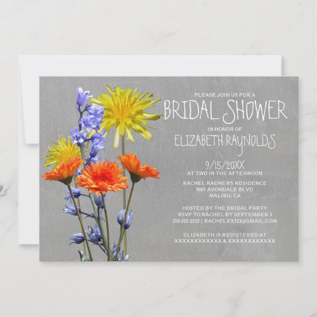 Invitations de Fête de la mariée de fleurs (Devant)